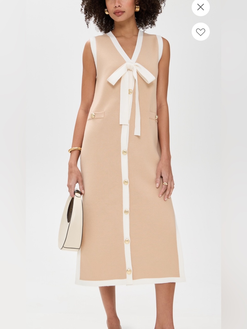 English Factory - Knit Midi Dress With Ribbon Tie